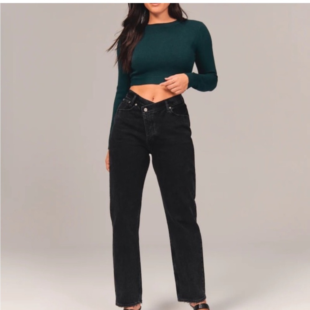 Abercrombie the dad high rise curve love black jean